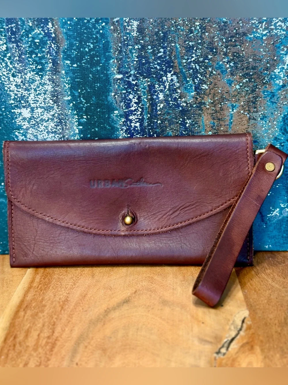 Urban Southern Rustic Full Grain Leather Ruby Wristlet Wallet Brown VGUC